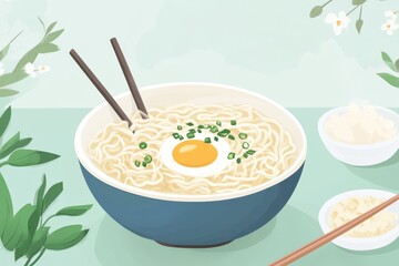 instant Korean knife cut noodle backdrop