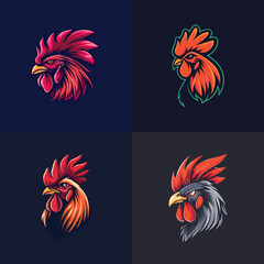 Naklejka premium Rooster head logo design vector
