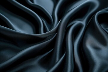 Obraz premium Close up shot of dark blue fabric with soft flowing folds.