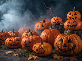 Captivating Halloween Pumpkins Pattern for Festive Decor and Seasonal Celebrations, Perfect for Spooky Events, Invitations, and Autumn-Themed Projects