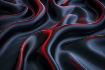 Fototapeta premium Close up of dark blue silk fabric with subtle red highlights