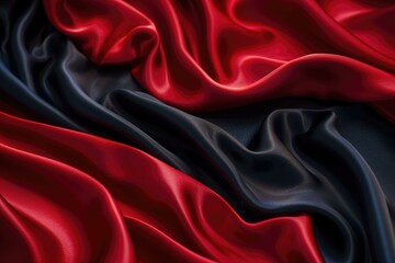 Obraz premium Red and black silk fabric with soft folds and drapes