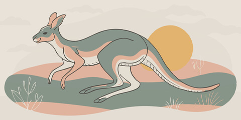 Hopping Kangaroo A Therian bounces energetically across a field capturing the essence of a kangaroos powerful hind legs. Their arms are tucked close to their body as they soar