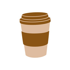 Coffee in a takeaway cup. Coffee lover item. Simple flat clipart