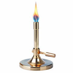 A Bunsen burner with a small control knob,