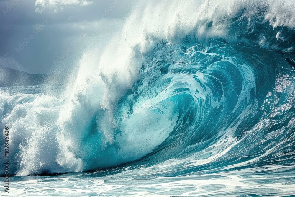 Aufkleber a powerful wave crashes into the ocean creating a beautiful display of natures force.