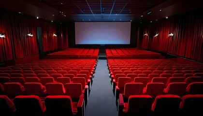 Fototapeta premium Movie theater with red seats