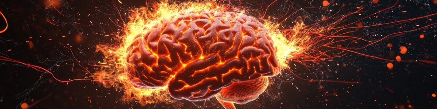 Creativity concept with a brain exploding in colors. Mind blown concept