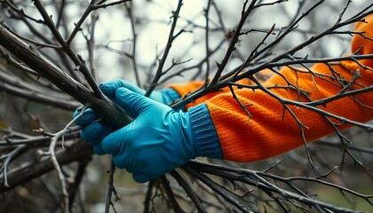 Clearing up tree branches after a storm