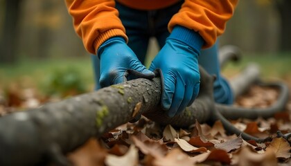 Clearing up tree branches after a storm