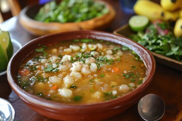 Mondongo soup prepared for serving