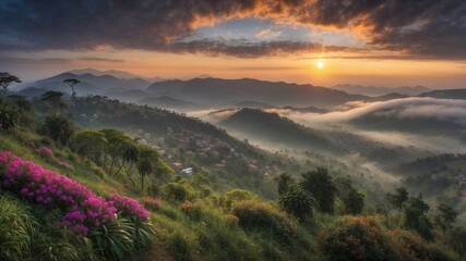 Fototapeta premium Misty Mountain Magic