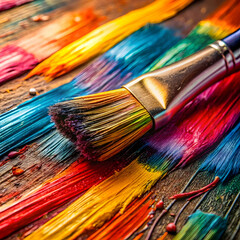 Obraz premium A close-up of brush strokes on canvas highlights the texture and depth of color