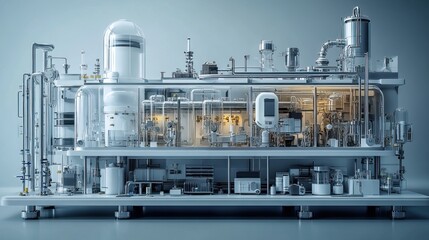 scientific chemical laboratory equipments 3d rendering