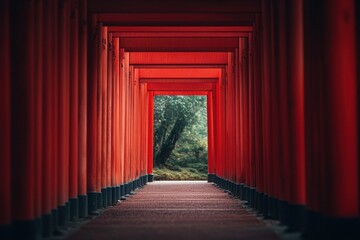 Red of traditional Japanese Torii gate
