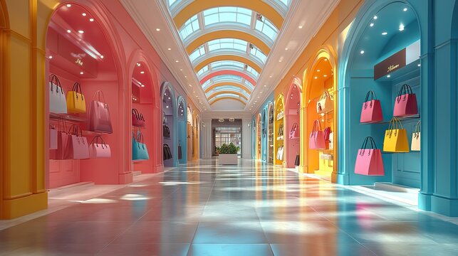 shopping day activity with cube platform background 3d rendering