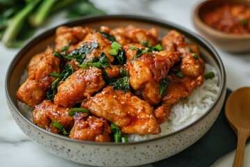 Fototapeta premium Spicy stir fried chicken dish dak galbi
