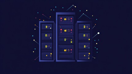 In a sleek data center, multiple servers feature blinking indicators set against a dark backdrop, showcasing operational activity. Generative AI