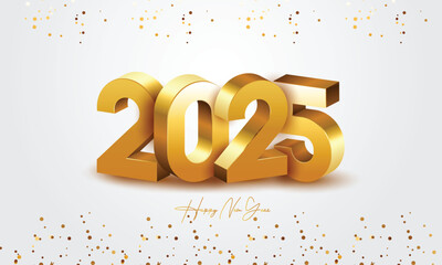 2025 Happy New Year Abstract shiny Gold glitter wave with Bokeh design element