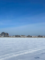 View of the frozen Kazanka river in Kazan.