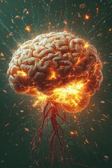 Creativity concept with a brain exploding in colors. Mind blown concept