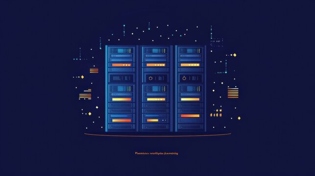 A set of servers with blinking indicators stands out against a dark background, representing advanced data management technology. Generative AI