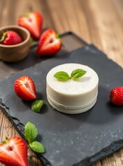 Delicious Italian dessert Panna Cotta with berries