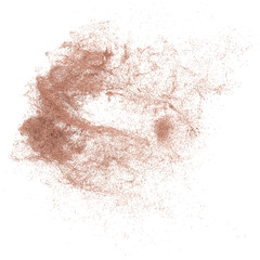 3D rendering of scattered sand granules or fine dirt on transparent background 