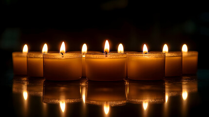 Candles Reflecting in a Dark Background - Photo