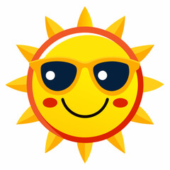 Smiling Sun Emoticon with Sunglasses Vector Illustration