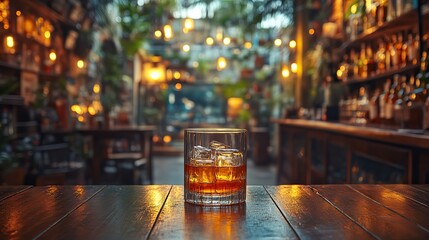 tequila at the table with bar scene