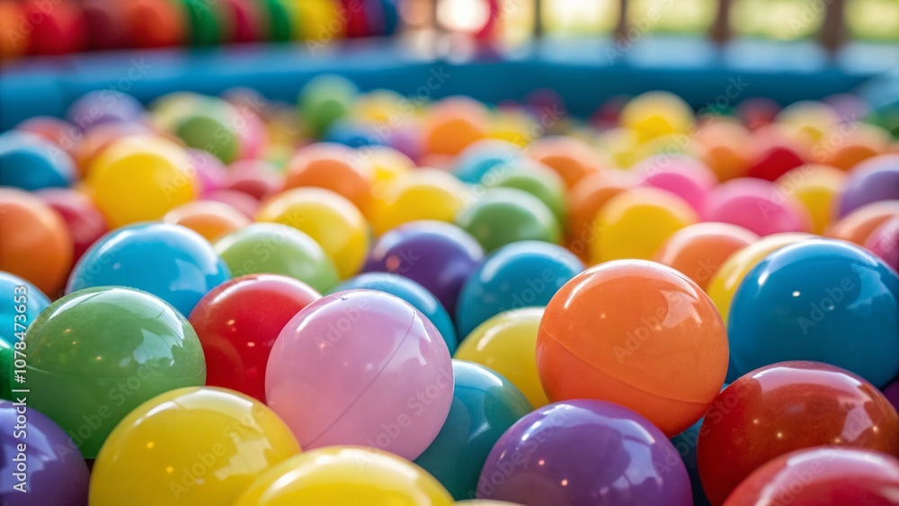Poster close-up double exposure photography of colorful background with vibrant balls blending together in 