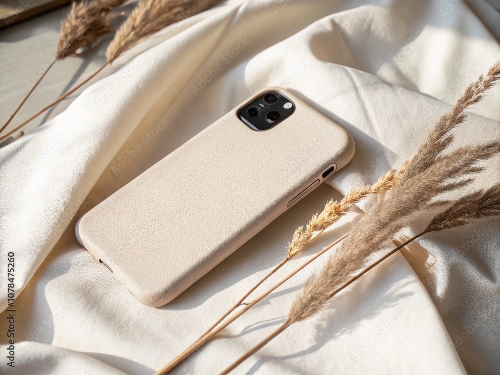 Poster close-up of an elegant case showcasing minimalist design features and textures for modern aesthetic 