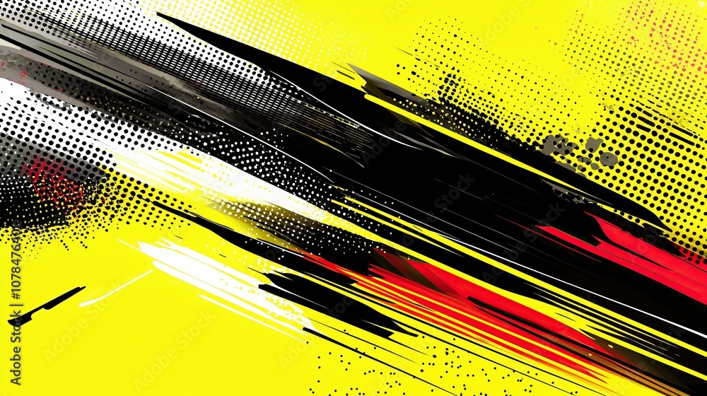 Poster dynamic abstract background with bold colors and energetic brush strokes