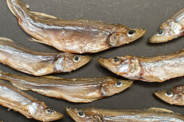 A dried smoked fish smelt	