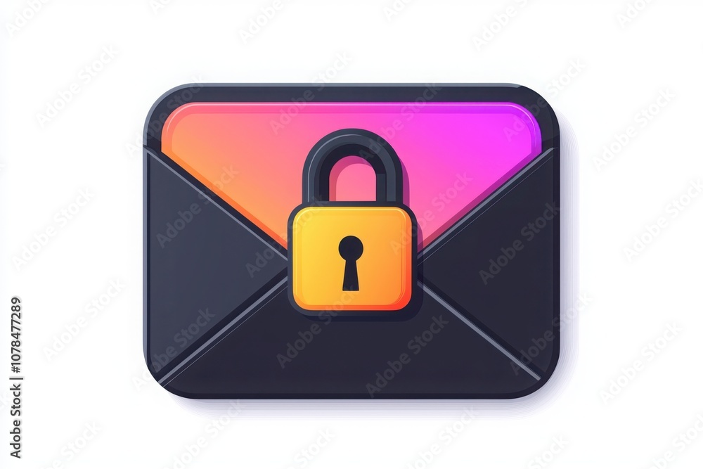 Poster secure your communication with a minimalistic envelope icon featuring a lock for safe email exchange