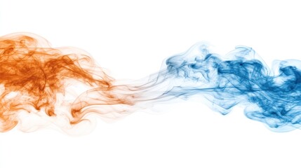 Obraz premium Abstract smoke patterns in orange and blue, creating a dynamic visual contrast.