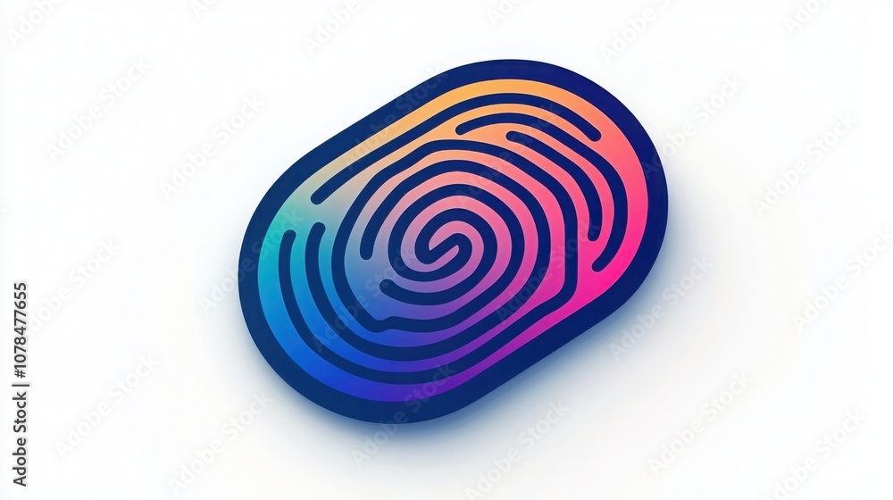 Poster create a minimal fingerprint icon with a digital lock overlay for enhanced security design