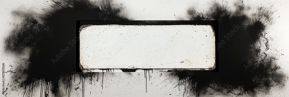 Poster abstract black spray paint background with blank center for text design elements