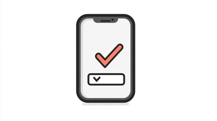 Smartphone icon with checkmark in orange outline