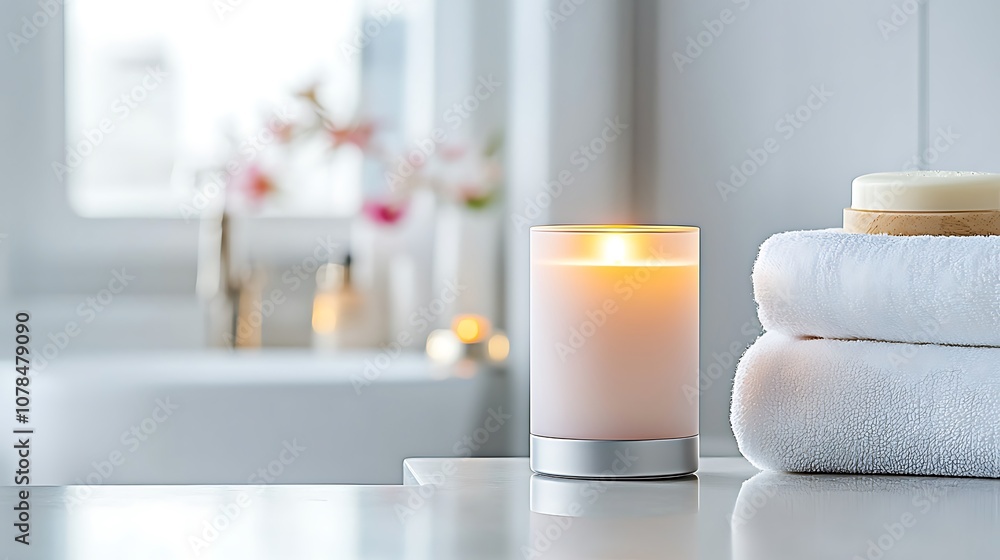 Poster create a relaxing spa atmosphere with soft candlelight and fresh towels