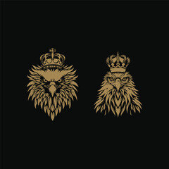 Obraz premium Royal eagle with crown logo design vector