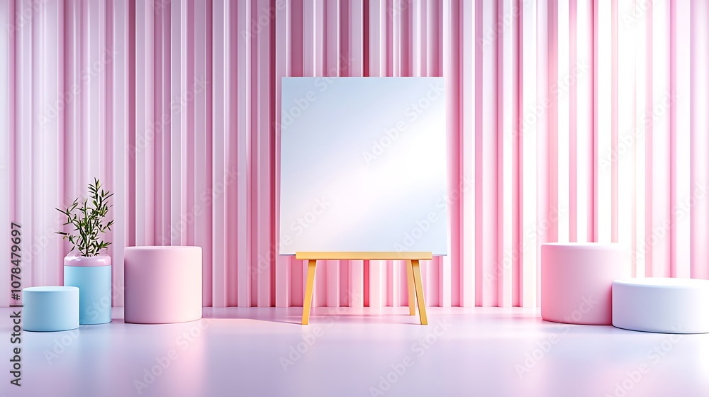Poster create a stunning art display with a blank canvas and elegant decor in a modern space
