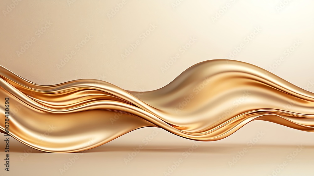 Poster flowing golden waves create an elegant visual experience in modern design art