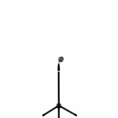 A photostock of a vintage microphone on a stand, isolated on white background, High Quality