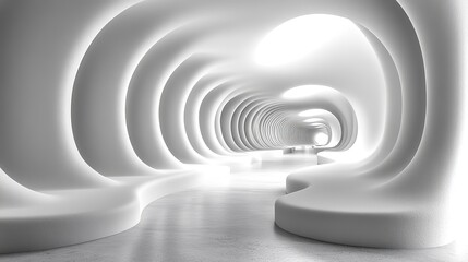 Fototapeta premium white tunnel with glowing lines background 3d rendering