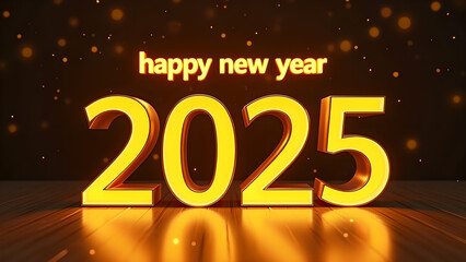 Golden 2025 new year celebration with sparkling lights