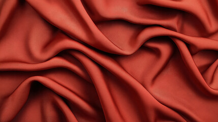 Obraz premium Close-up of smooth red fabric with soft folds and textures, creating an elegant and flowing pattern for textile background or fashion design.