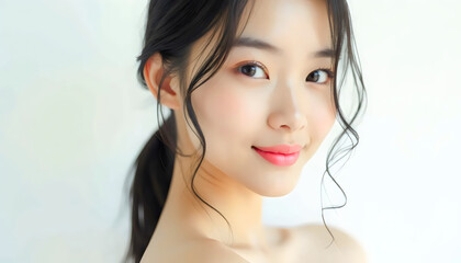 Fototapeta premium Radiant young woman with flawless skin and a gentle smile.
