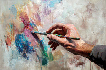 Hand Painting with Oil Brush on Canvas - Vibrant Oil Painting Art